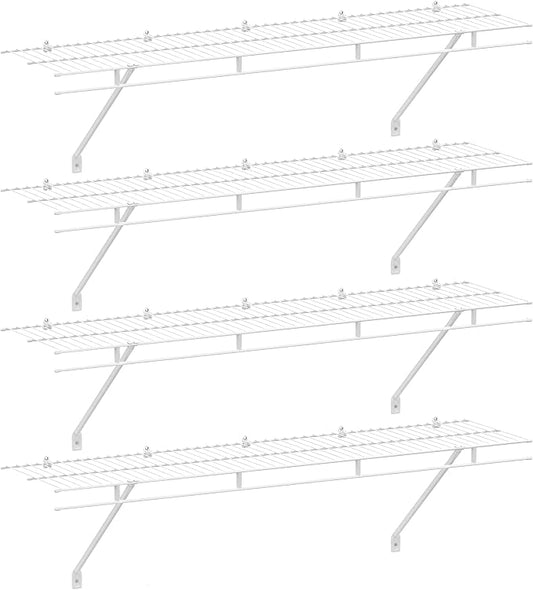 HAUSHOF Closet Shelves Wall Mounted 4-Pack, 4 ft x 12in White Wire Shelving by HAUSHOF