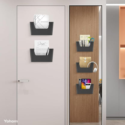 YOHOM Adhesive File Holder Plastic Document Folder Door No Drilling Mount Mail - Image 3