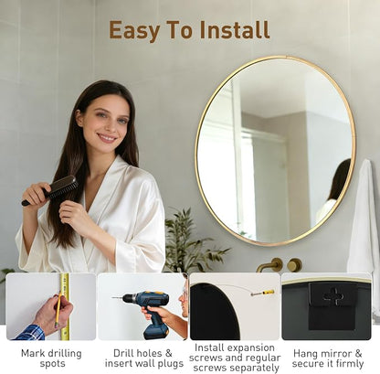 NEWBULIG 30 Inch Round Wall Mirror, Bathroom Mirror - Image 5