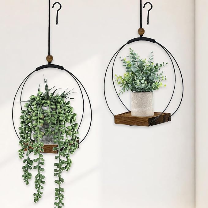 Hanging Planters for Indoor Plants - Plant Hanger Outdoor Pack of 2, Metal Plant Hanger Mid Century, Hanging Wall Ceiling Window, Gift for Mom, Plant Lovers, Housewarming