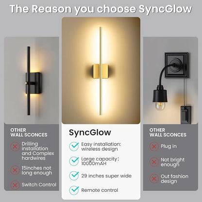 Battery Operated Wall Sconces Set of Two, 10000mAh Rechargeable Wall Lights - Image 9