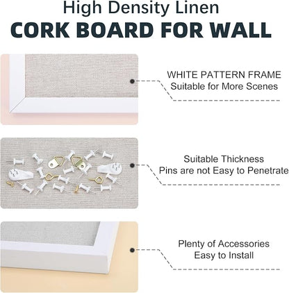 OWLKELA 24'' x 36'' Linen Bulletin Board, Vision Board and Decorative Hanging - Image 4