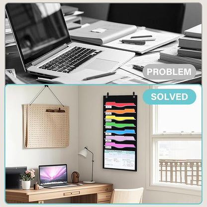 ALSLEA 8 Pockets Hanging Wall File Organizer 15" Extra Wide Pocket Chart - Image 7