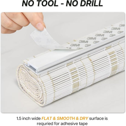 LazBlinds No Tools No Drill Bamboo Roller Shades, Cordless Bamboo Blinds - Image 2