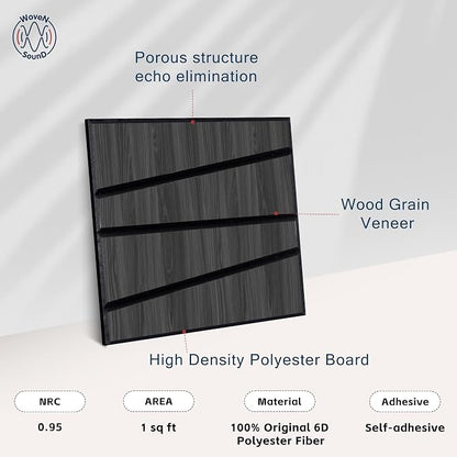 WoveN SounD Artisan Acoustic Wall Panels, 16 Pack 12x12 Inch, PVC Wood Grain - Image 3