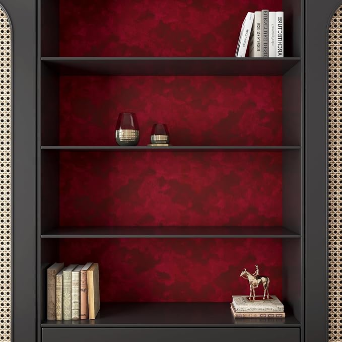 Yenhome 17.7"X118" Dark Red Velvet Wallpaper Vintage Velvet Peel and Stick - Image 5