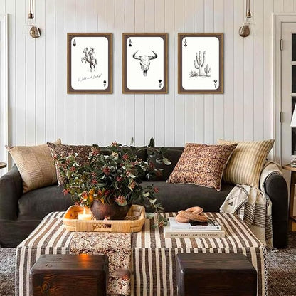 Western Cowgirl Wall Art Set of 3, Vintage Southwestern Wild and Lucky Rodeo - Image 2