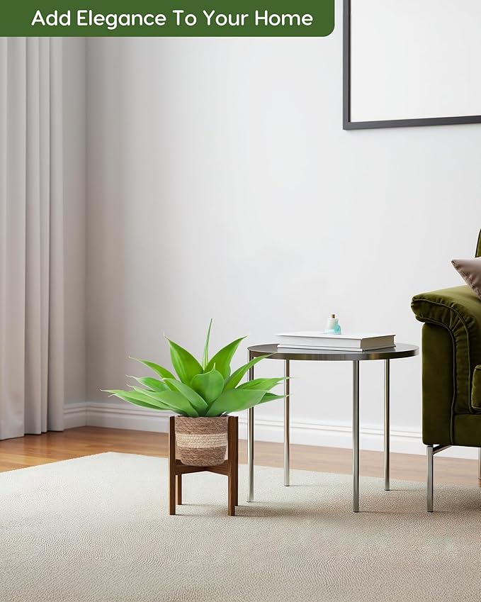 Velener Fake Agave with Rattan Pot, Artificial Plant Outdoor Agave - Fake Sucuulents Plants for Indoor and Outdoor Decor(16 Inch)