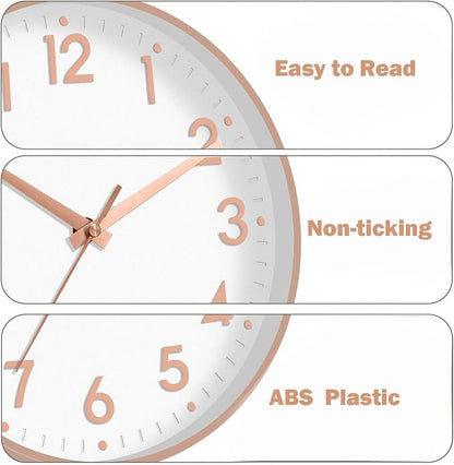 Mosewa Wall Clock 12 Inch, Battery Operated Silent Non-Ticking Modern Analog - Image 7