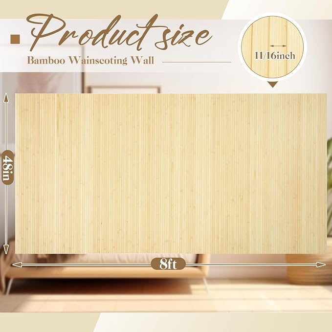 Juexica 2 Pcs Natural Bamboo Wall Panel - Image 2