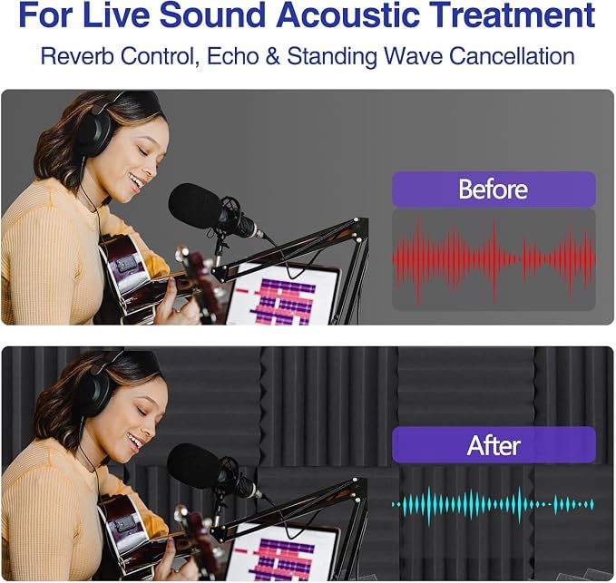 Acoustic Foam Panels 24 Pack 1 x 12x 12 Inches Soundproof Wall Panels Acoustic - Image 4