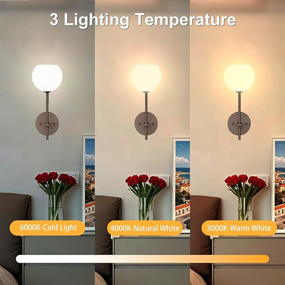Brown Battery Operated Wall Sconces Set of 2, Rechargeable Wireless Wall Lights - Image 4