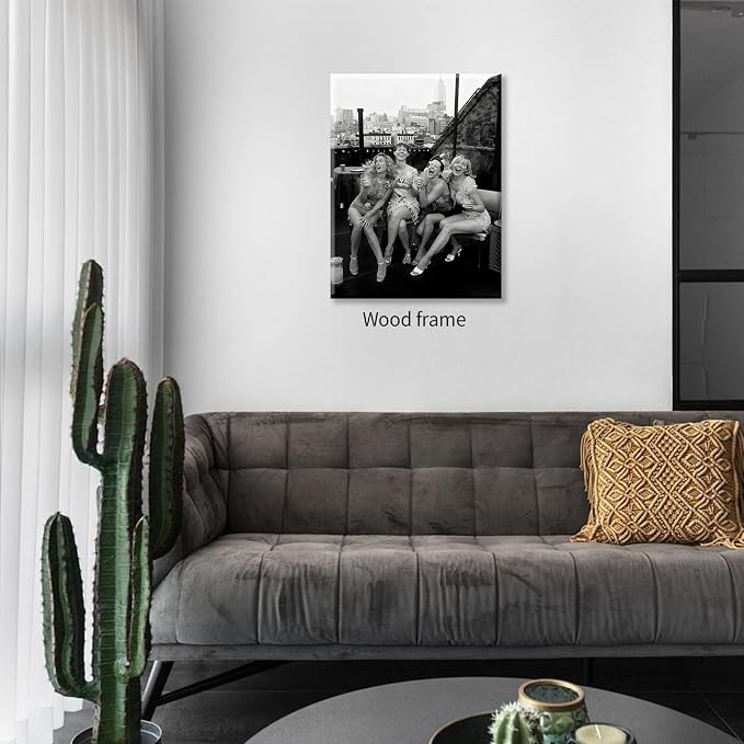 Retro Black And White Woman Framed Wall Art Fashion Rooftop Party Posters - Image 5