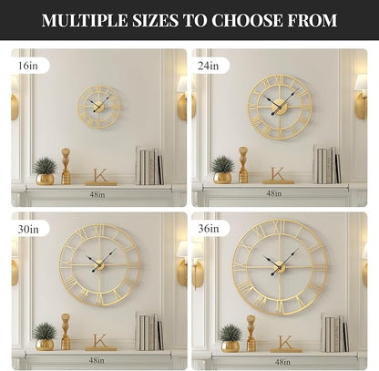 Cuspin Wall Clock, Battery-Operated Metal Roman Number Round Decorative Big - Image 4
