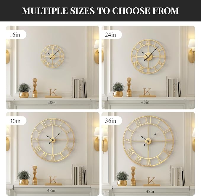 Cuspin 24 Inch Large Wall Clock, Silent Non Ticking Battery-Operated Metal - Image 4