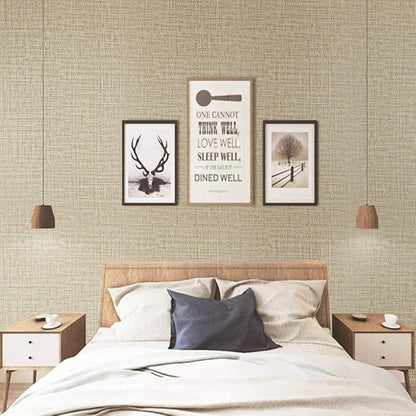 TANONE Khaki Contact Paper Peel and Stick, Grasscloth Beige Wallpaper Self - Image 4