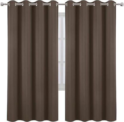 LEMOMO Chocolate Brown Thermal Blackout Curtains/52 x 72 Inch/Set of 2 Panels - Image 2