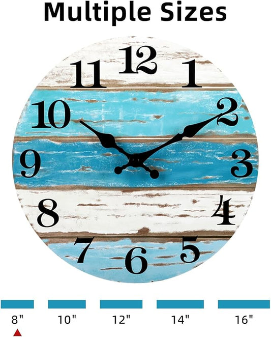 CHYLIN Wall Clock, Beach Themed Blue Wall Clocks Battery Operated Silent - Image 2