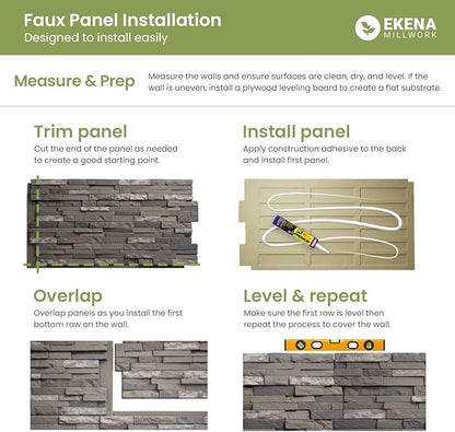 EverStone Canyon Ridge Faux Stone Panel, 45 3/4"W x 24 1/2"H x 1 1/4"D - Image 4