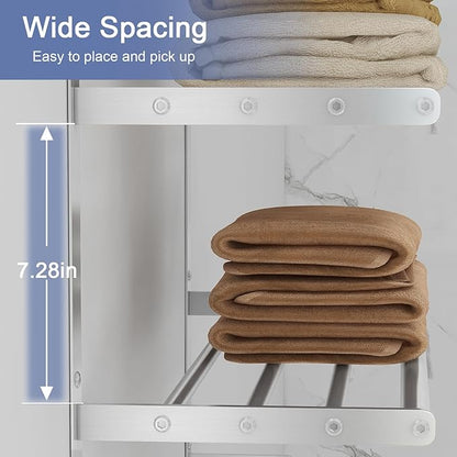 BETHOM Towel Shelf for Bathroom Wall Mounted, 3-Tier Hotel Style Towel Rack - Image 3