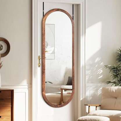 16"x48" Oval Full Length Mirror Solid Wood Wall Mirror - Image 5