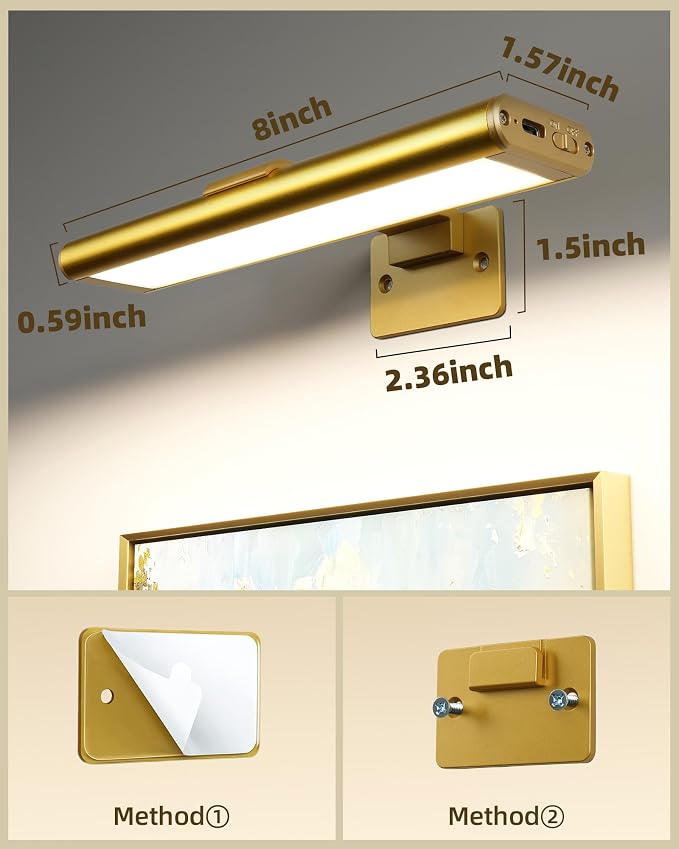 EZVALO Picture Light for Wall, Rechargeable 2400mAh Battery Lights Wireless - Image 4