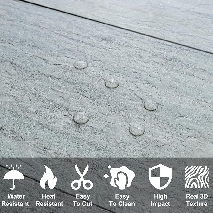 AULIGET 20-Piece Grey Shale Peel and Stick Backsplash Wall Tiles, Laundry Room - Image 2