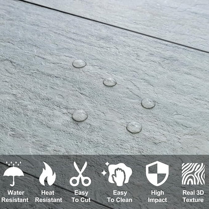 AULIGET 20-Piece Grey Shale Peel and Stick Backsplash Wall Tiles, Laundry Room - Image 2
