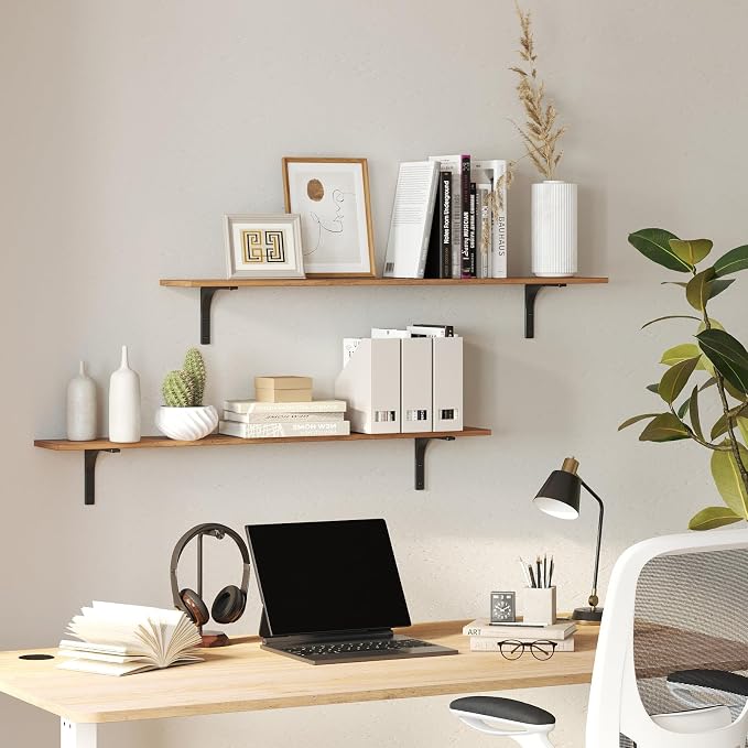 DINZI LVJ Long Wall Shelves, 55.1Inch Wall Mounted Shelves Set of 2, Extra - Image 6