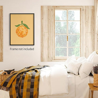 jkahh Retro Funky Orange Canvas Wall Art Fashion Disco Ball Aesthetic Posters - Image 3