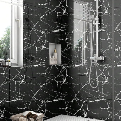 Chejiaye 10pcs Marble Peel and Stick Backsplash Waterproof Washroom Wall Panels - Image 3