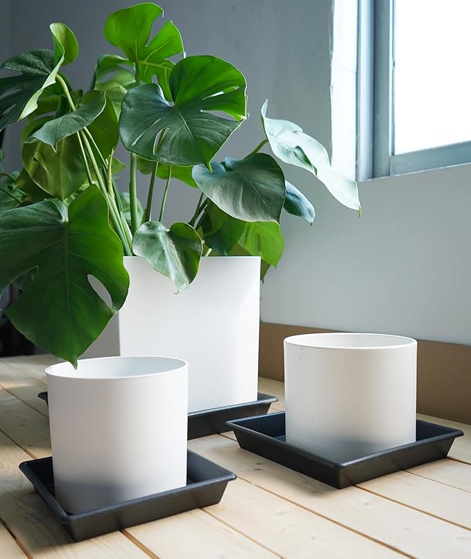 Square Plant Saucer 16 Inch 2 Pack 10 14 16 18 20 Plant Trays for Pots Heavy Duty Plastic Plant Saucers for Indoors Outdoors, Flower Pot No Holes Plant Drip Trays