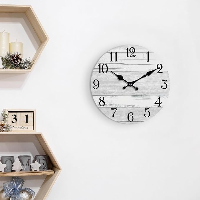 KECYET Wall Clock Battery Operated 10 Inch Gray Silent Non Ticking Country - Image 7
