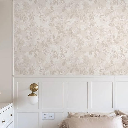 Heroad Beige Brown Wallpaper Floral Wallpaper Peel and Stick Boho Contact Paper - Image 3