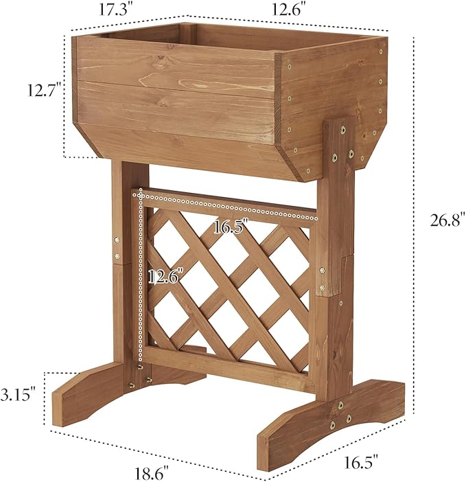 Raised Garden Bed, Standing Vertical Horticulture Planter Box for Backyard, Patio, Balcony, Planter for Flowers Herbs Vegetables for Indoor & Outdoo Decor with Trellis (Brown)