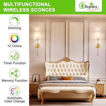 Depuley Battery Operated Wall Sconce: Set of 2 Wireless Wall Lights - Image 3