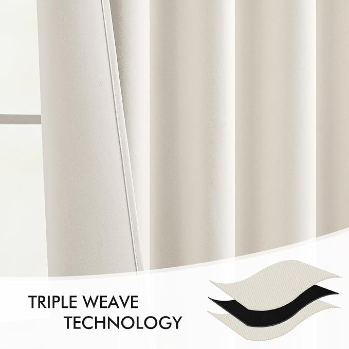 MIULEE Ivory Back Tab Blackout Curtains 84 Inch Length 2 Panels Set - Image 7