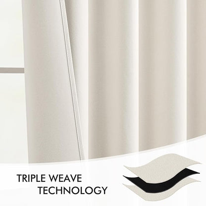 MIULEE Ivory Back Tab Blackout Curtains 108 Inch Long 2 Panels Set - Image 7