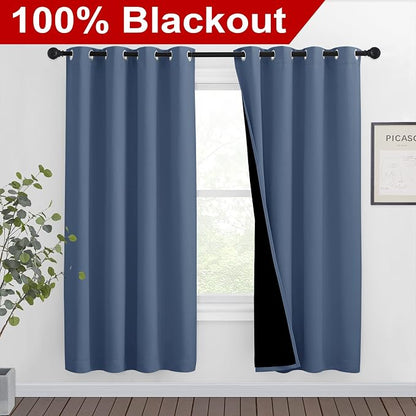 NICETOWN Full Shade Curtain Panels 72 inches Long, Pair of Energy Smart & Noise - Image 2