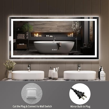 LED Bathroom Mirror 55 x 26 inch, Lighted Bathroom Vanity Mirror - Image 6