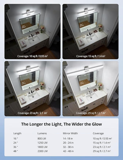 Combuh LED Vanity Lights Bar 24 Inch Bathroom Light Fixtures 14W IP44 Over - Image 7
