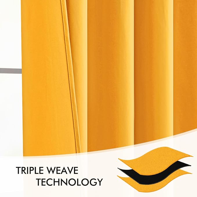 MIULEE Yellow Back Tab Blackout Curtains 120 Inch Long 2 Panels Set - Image 7