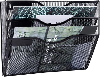 EASEPRES 3 Pocket Mesh Hanging Wall File Organizer, Wall Mounted Mail Paper - Image 4