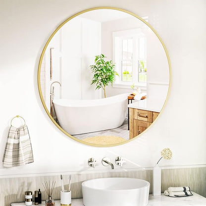 VooBang Round Mirror 23.6" Gold Wall Mounted Circle Mirrors Vanity Mirror - Image 4