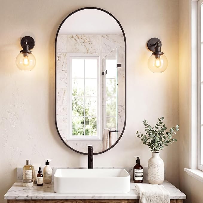 DUMOS 24" x 48" Oval Bathroom Mirror, Tempered Glass, Morden Vanity Mirror - Image 7