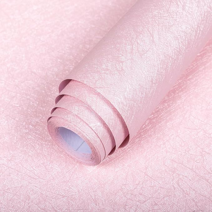 Abyssaly 15.7 inch X 118 inch Pink Wallpaper Embossed Self Adhesive Peel and by Abyssaly