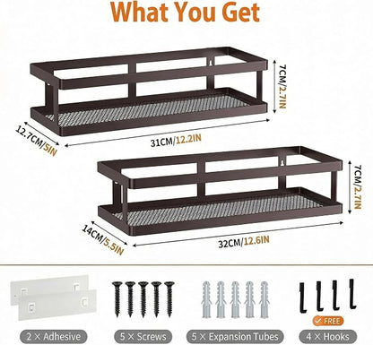 PUSDON 2-Pack Minimalist Shower Caddy Wall Mount, Open Frame Bathroom Shelf - Image 3