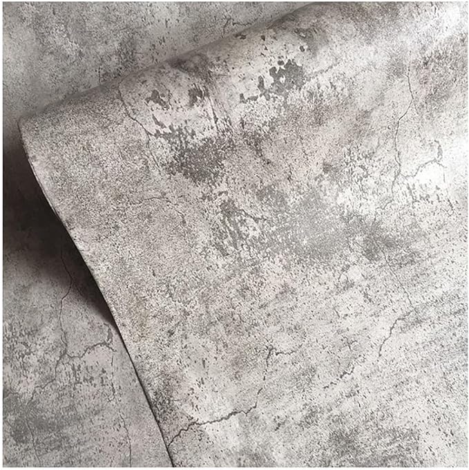 BAYYA Extra Wide Concrete Textured Wallpaper Peel Stick Light Grey Matte - Image 2