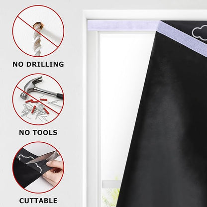 LazBlinds 100% Blackout Door Curtain, No Tools No Drill Cordless Blinds - Image 3