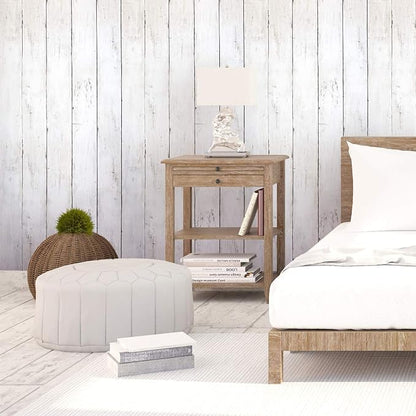 CiCiwind Peel and Stick Wallpaper Wood Contact Paper White Shiplap Wall Paper - Image 6